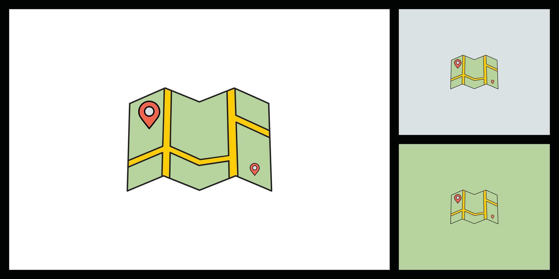 Folded Map with Location Pin Icon for Travel and Navigation vector