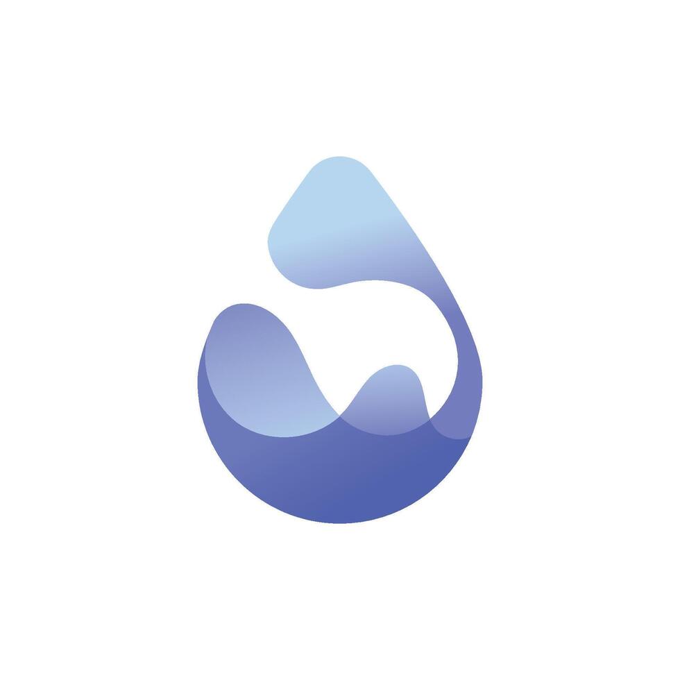 Abstract blue gradient water drop design with smooth flowing shapes and modern fluid style. vector