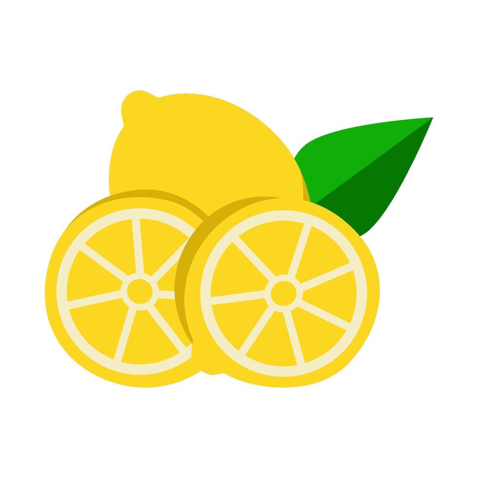 Lemon and lemon slide on white background. vector