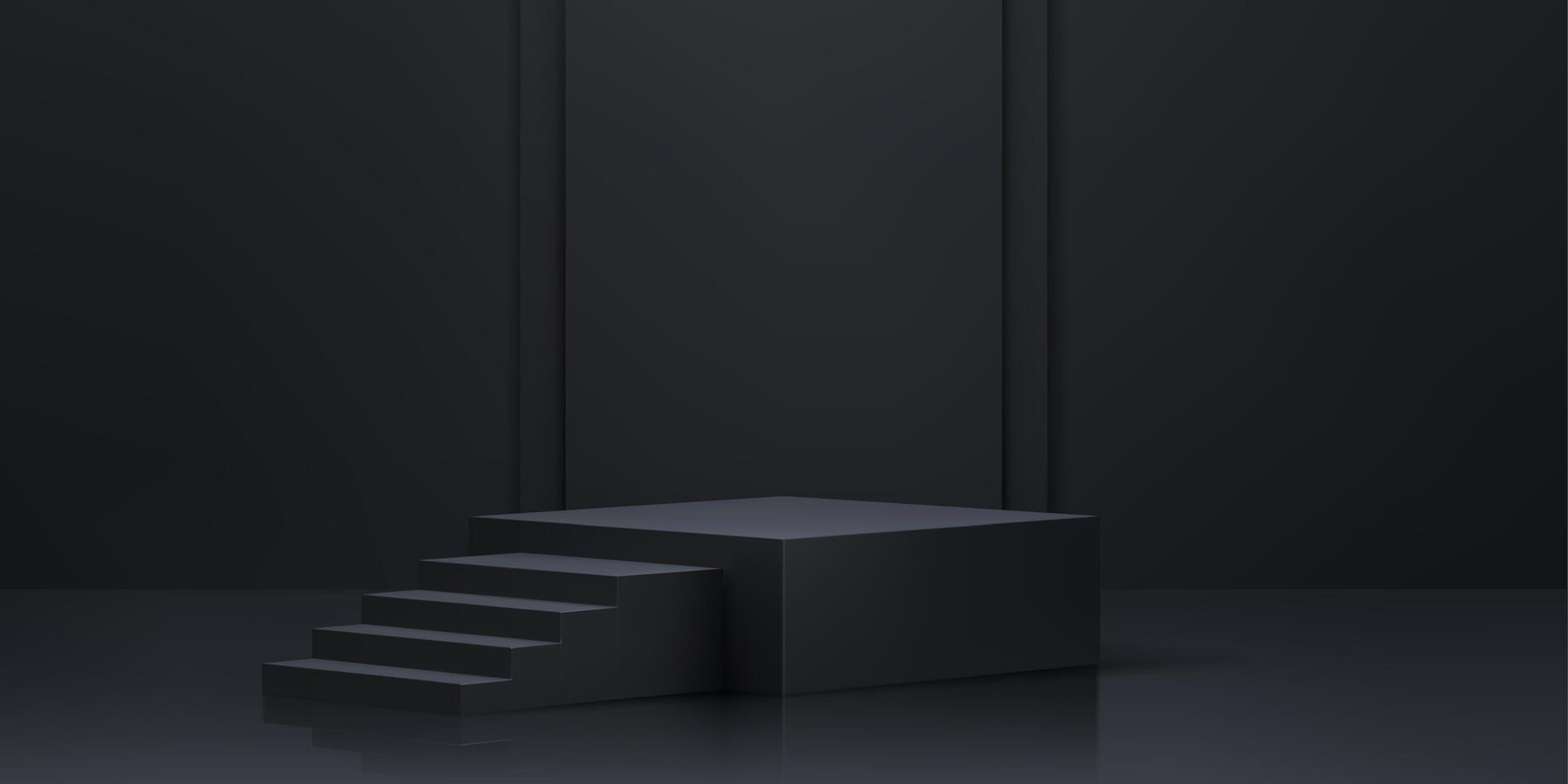 Black platform with steps in minimalistic design vector