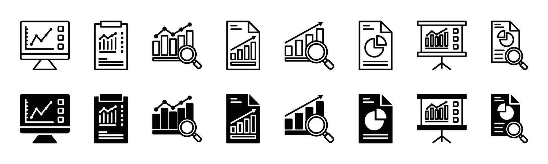 Data analytics icon set. Database, statistics, analytics, server, profit graph, performance, monitoring, computing and network icon symbol - illustration vector