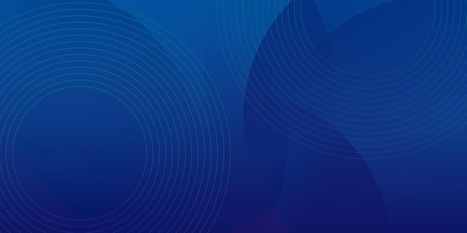 Abstract Blue Gradient Background with Green Circular Lines. vector