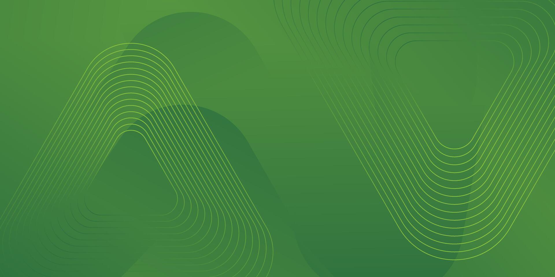Green Abstract Geometric Shapes with Rounded Lines and Gradient. vector