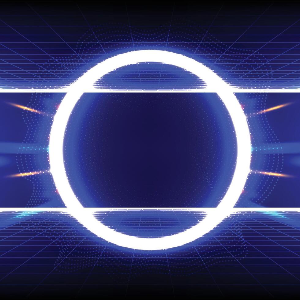 Futuristic circle design with glowing elements vector