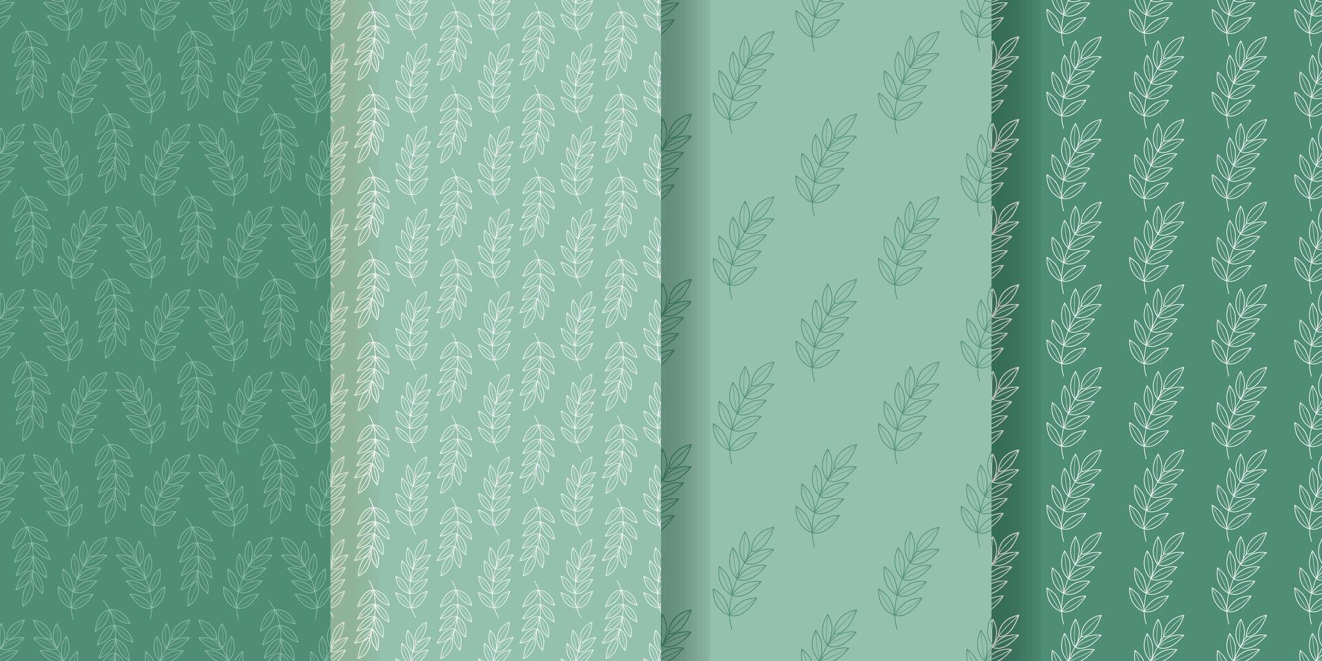 Set of botanical patterns with leafy branches vector