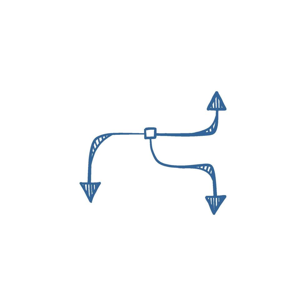 Hand-drawn arrow a sketch as navigation symbol, freehand graphic pointer for direction and guidance design. vector