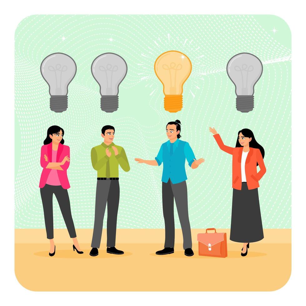 Thinking for solution. Solution expert solving problem or leader giving advice in meeting discussion vector