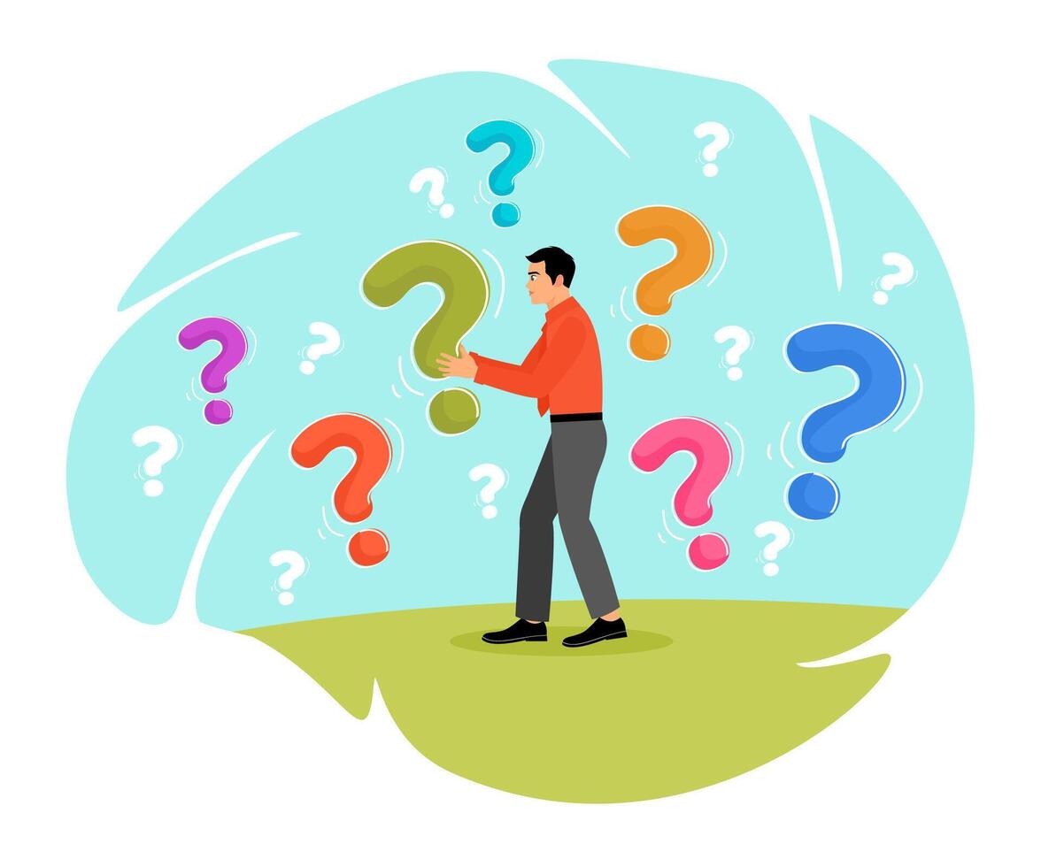 concept Ask questions about problems or curiosity. vector