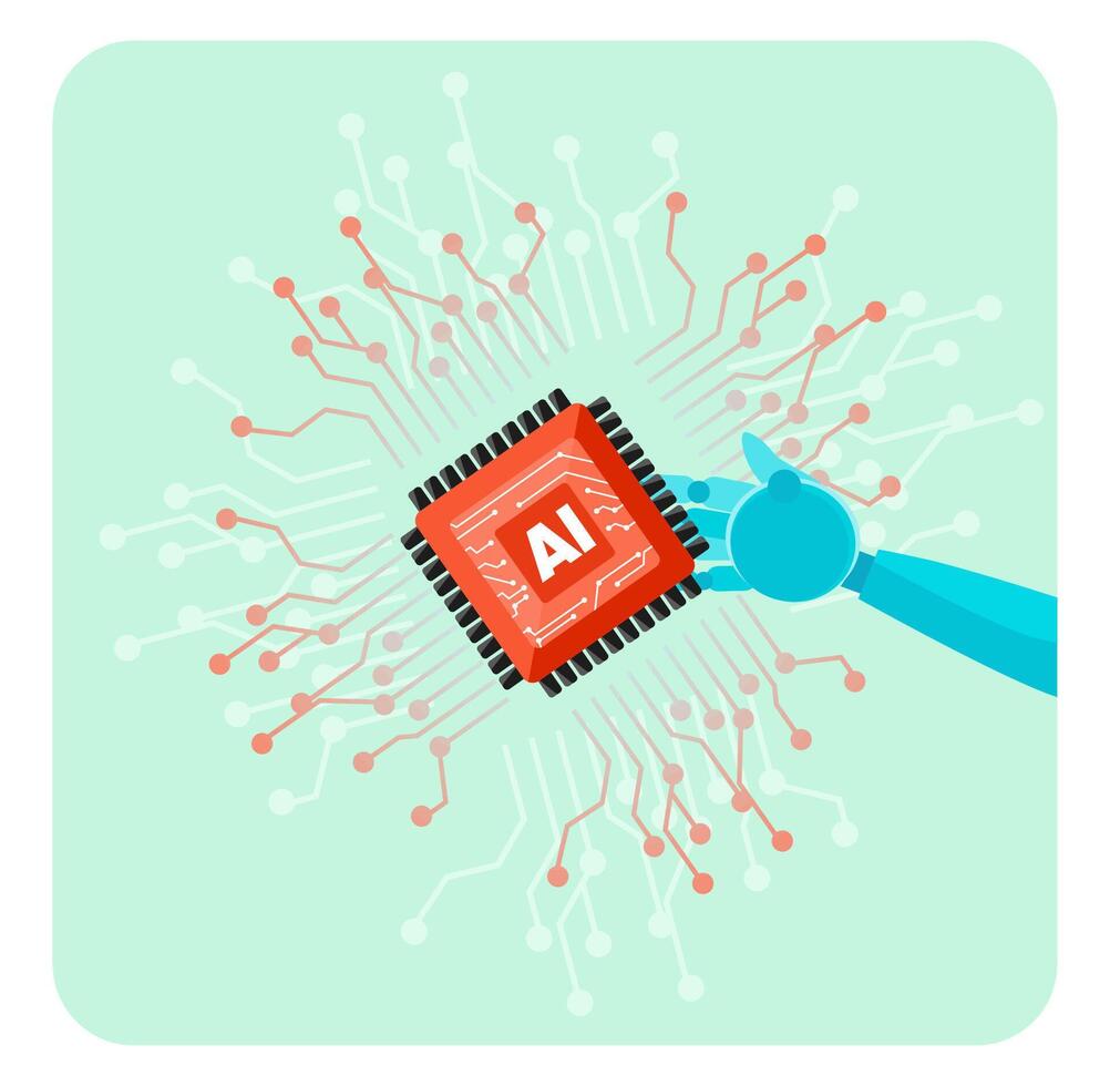 artificial intelligence to generate output or answer question in automatic chat. vector