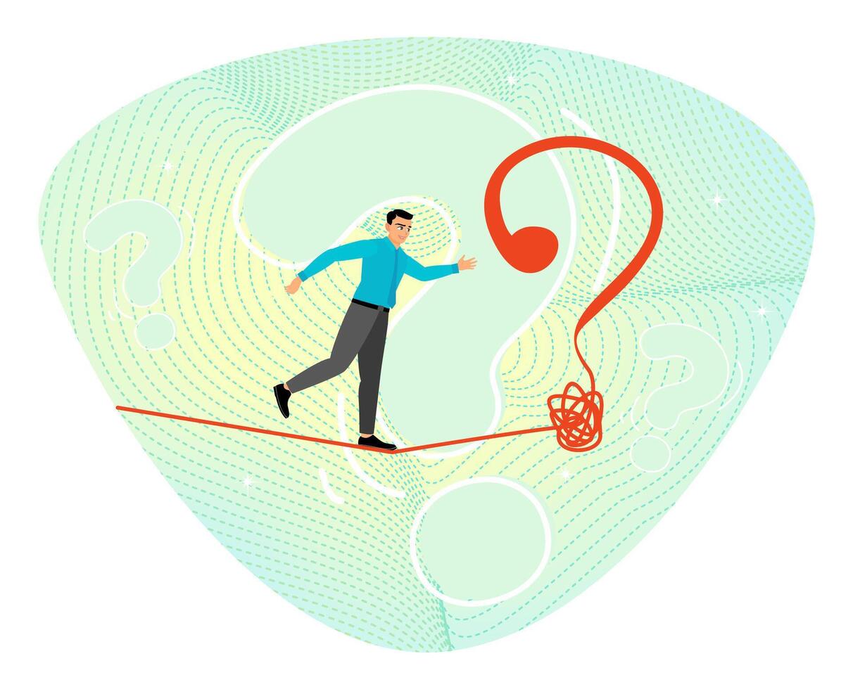 Uncertainty, and unknown problem concept. Man challenge to address unknown problems and risks. vector
