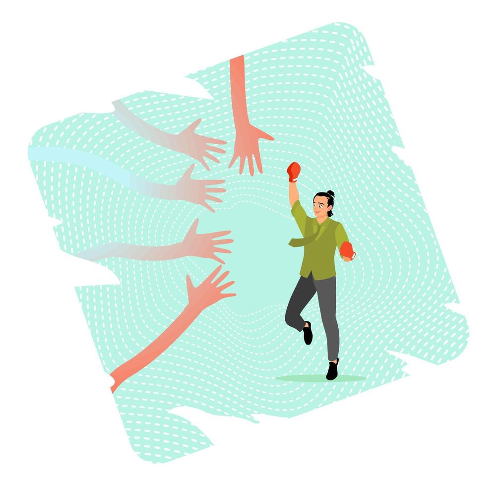 concept of Overcoming challenges, difficulties and fear. vector