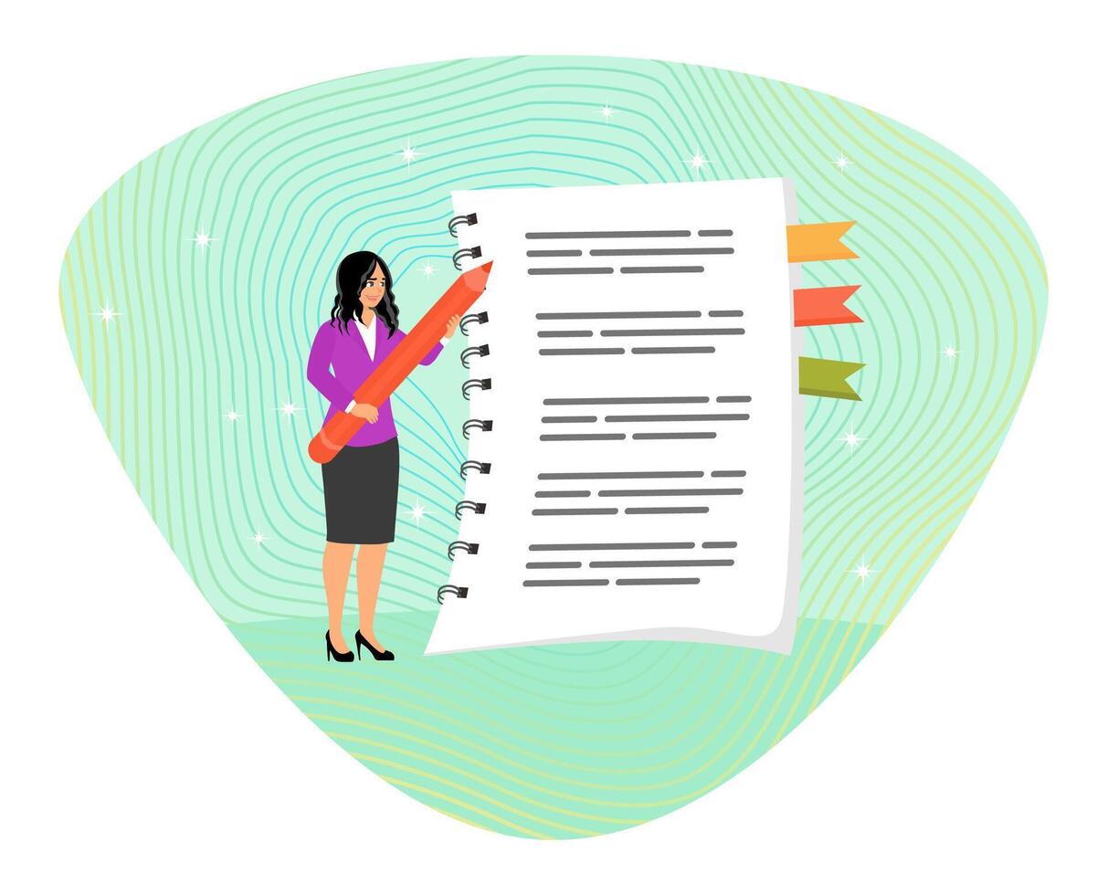 Write note concept or message concept on notebook paper. vector