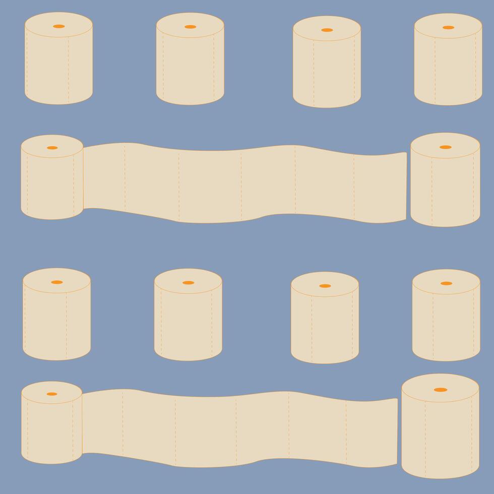A set of toilet paper roll-shaped stickers and icons. A poster featuring toilet paper rolls with space for text. Funny images for motivational text. vector