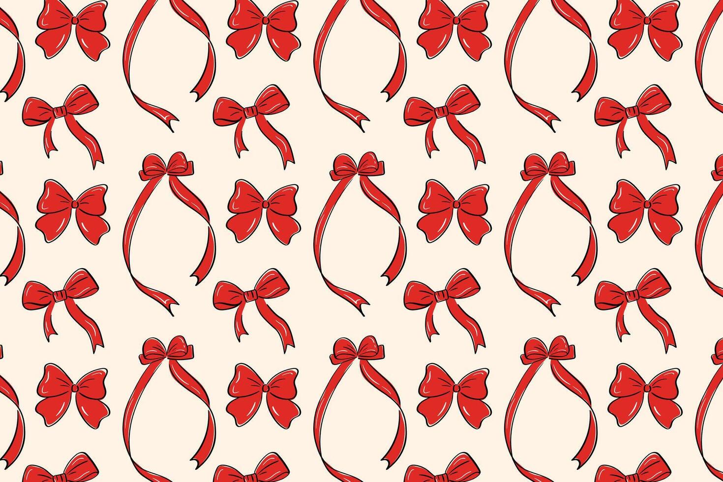 pattern of red bows and ribbons on a light retro background festive design for invitations, party decor and scrapbooking paper vector