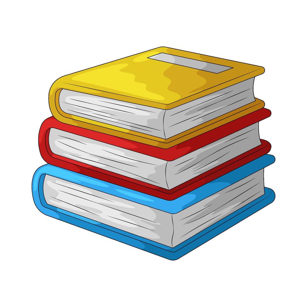 Stack of Three Colorful Books Illustration vector