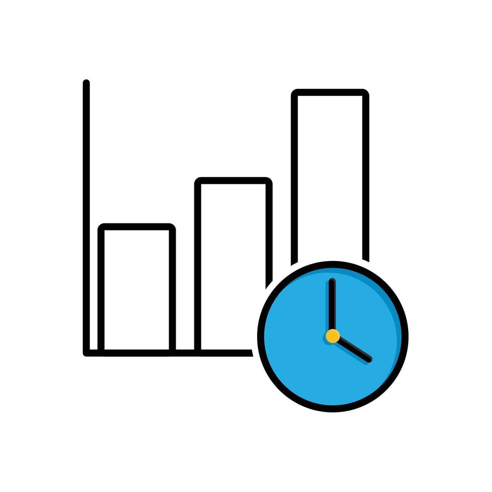 Productivity icon. Management. Upward graph with clock symbol. manager, success. mixed design style. vector