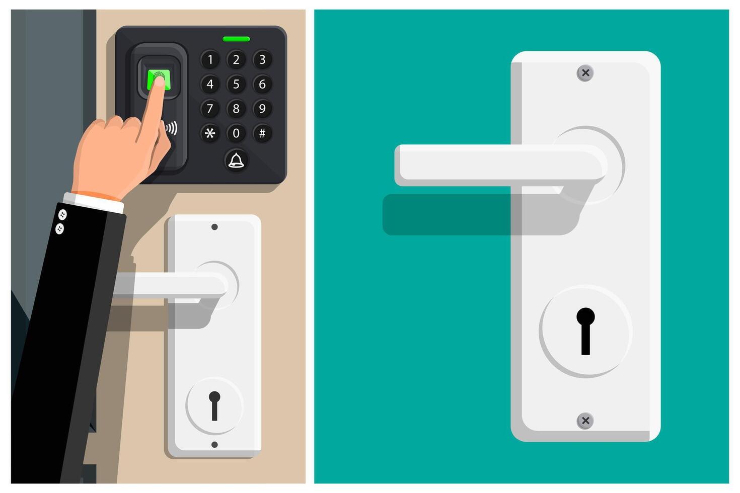 Digital keypad and door handle vector