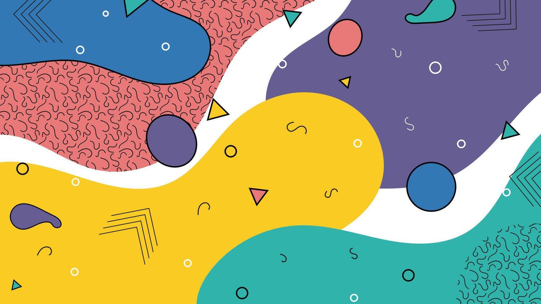 Creative Memphis style abstract background featuring colorful geometric shapes with retro modern design ideal for posters banners covers presentations and trendy digital projects vector