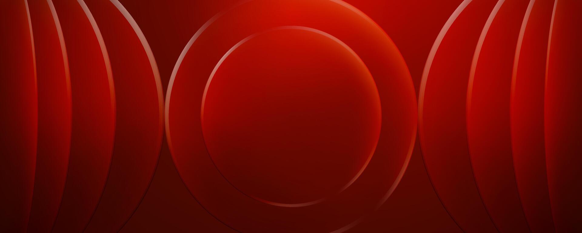 Abstract red background with concentric circles and flowing shapes vector
