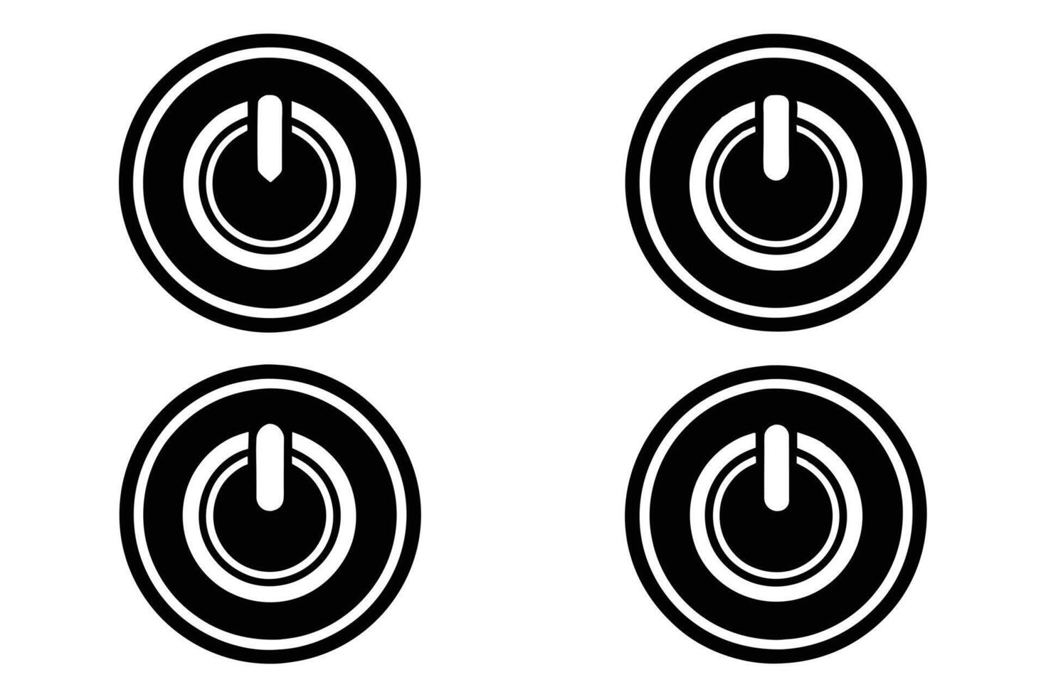 Stylish Black and White Power Button Icons A Minimalist Graphic Design for OnOff Interface Elements vector