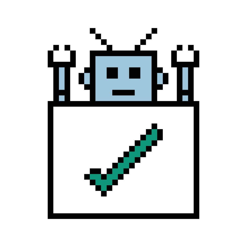 Cartoon of robot robotic AI chat bot concept 8 bit art technology. vector