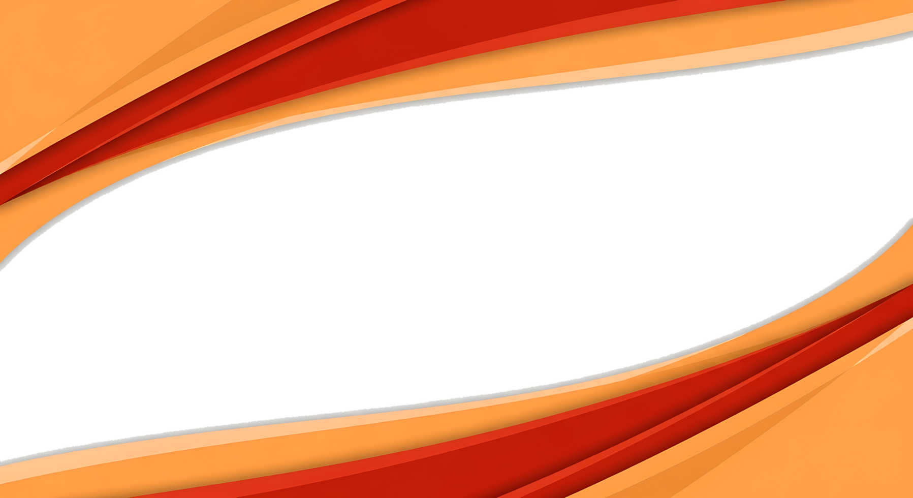 Symmetrical curved border with layered orange and red shapes creating a dynamic modern frame with subtle shadows. png