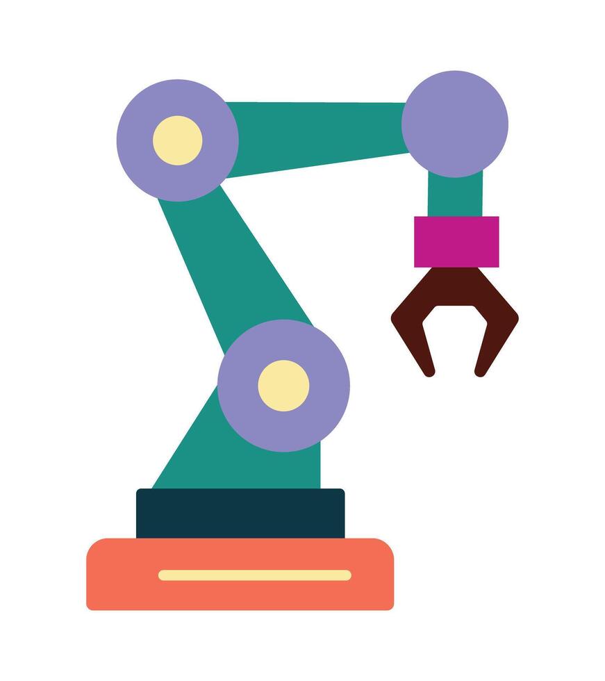 Industrial robotic arm icon. A colorful symbol for factory automation, modern manufacturing, and mechanical engineering technology. vector