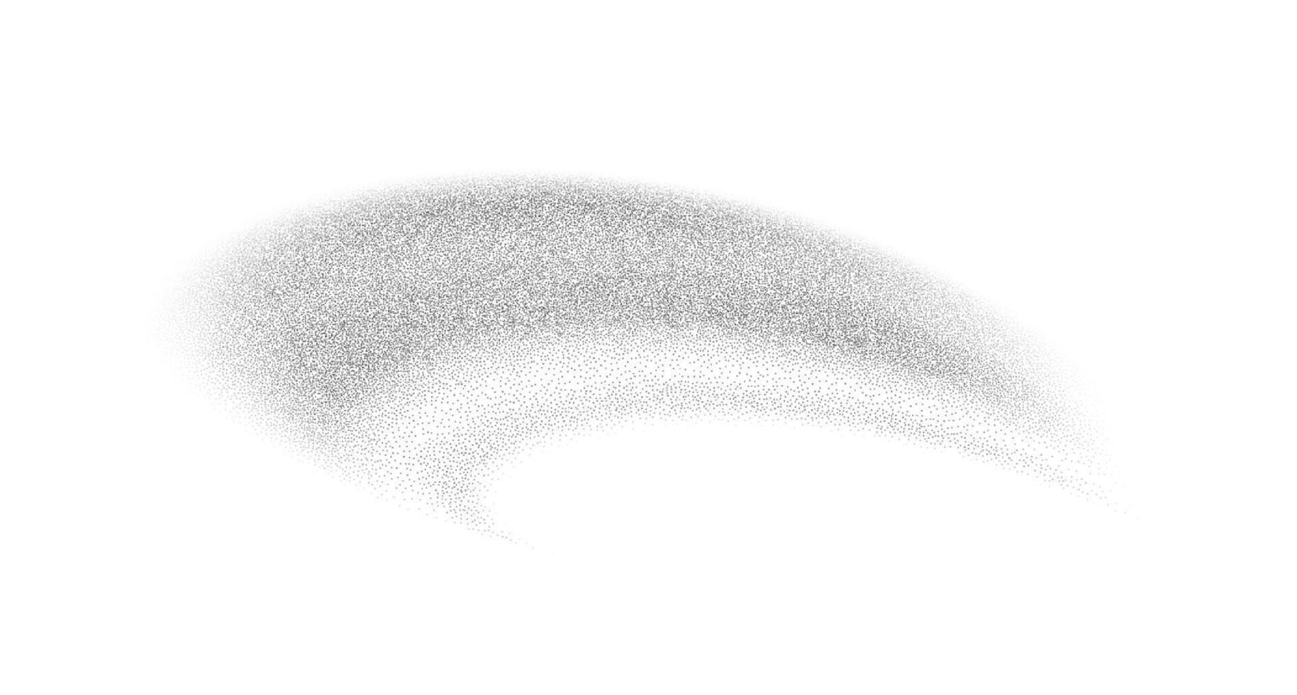 Grain textured wavy shape. Gradient abstract black noise element. Fluid stipple, halftone splatter. vector