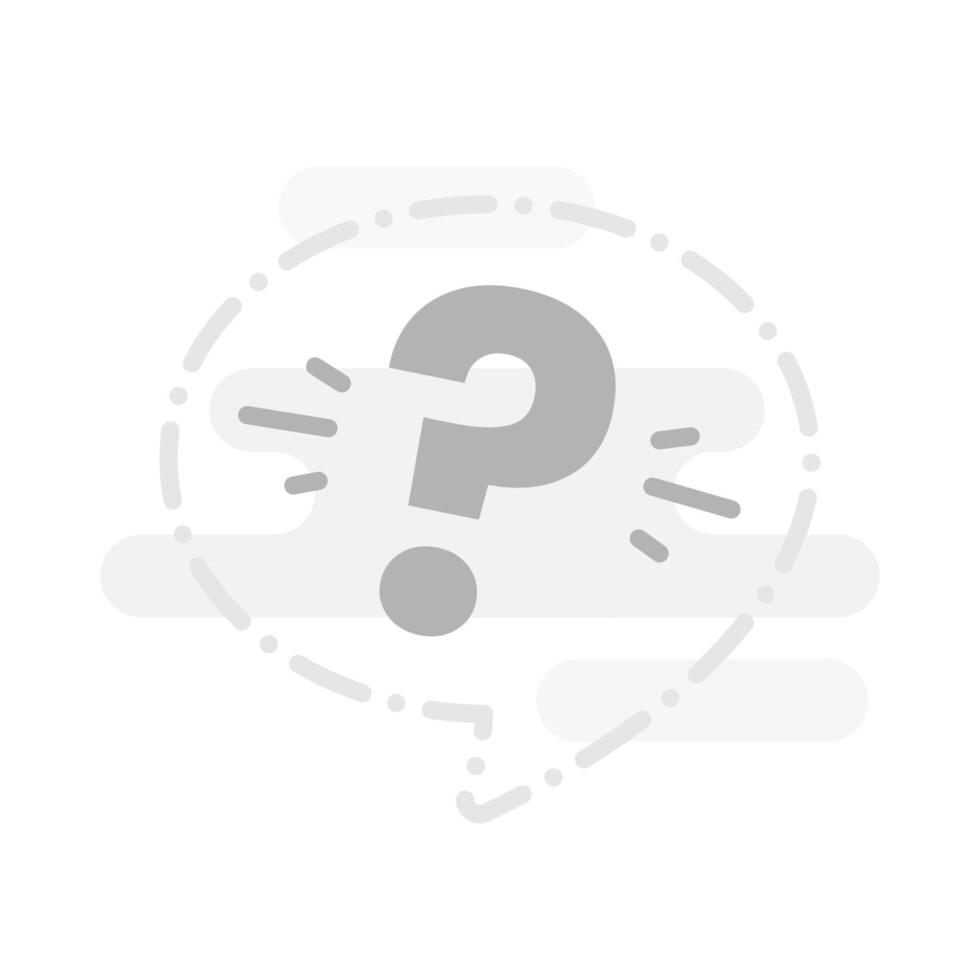 UI illustration of a dashed line chat bubble with question mark icon. no response, unanswered message, missing chat reply, pending support request, or empty conversation in modern interface design vector
