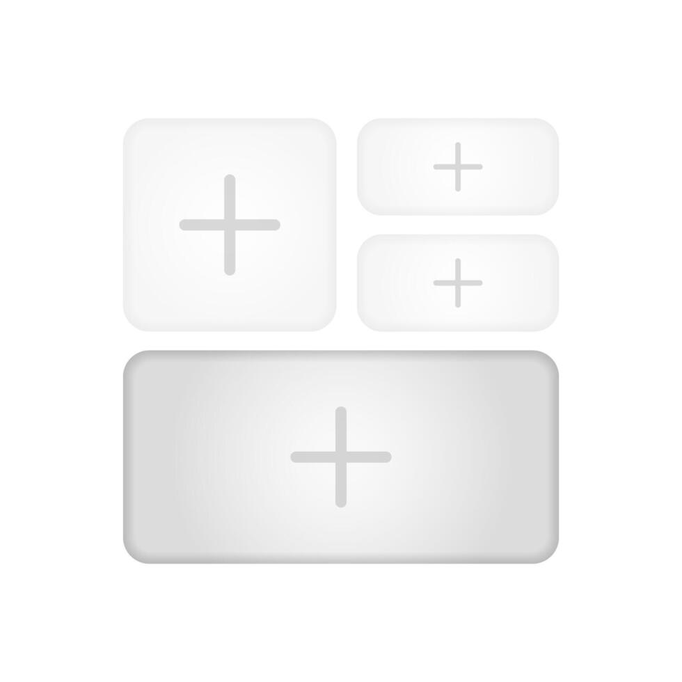 illustration of modern UI empty box with plus sign, clean user interface element with shadow border style. Minimal flat design add button for web, app, dashboard, or digital form vector