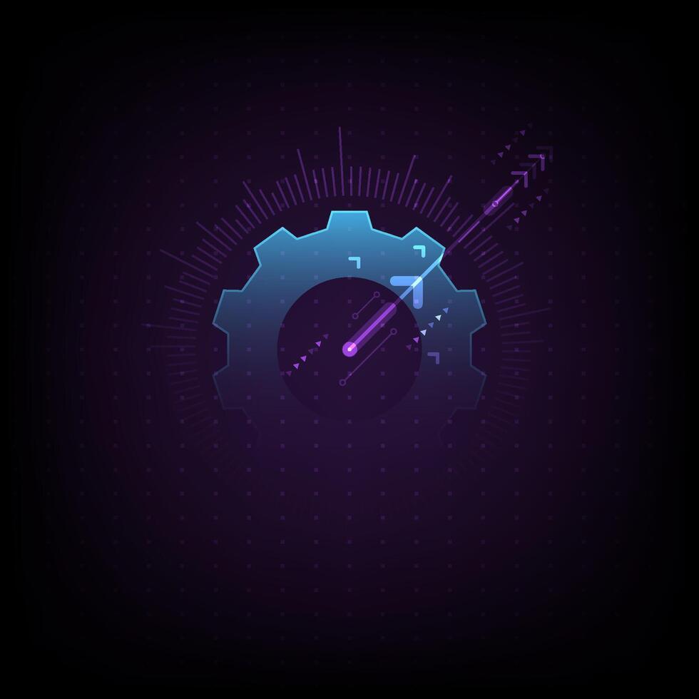 Gear symbol mechanical concept. Engineering technology background. Game meter speed vector