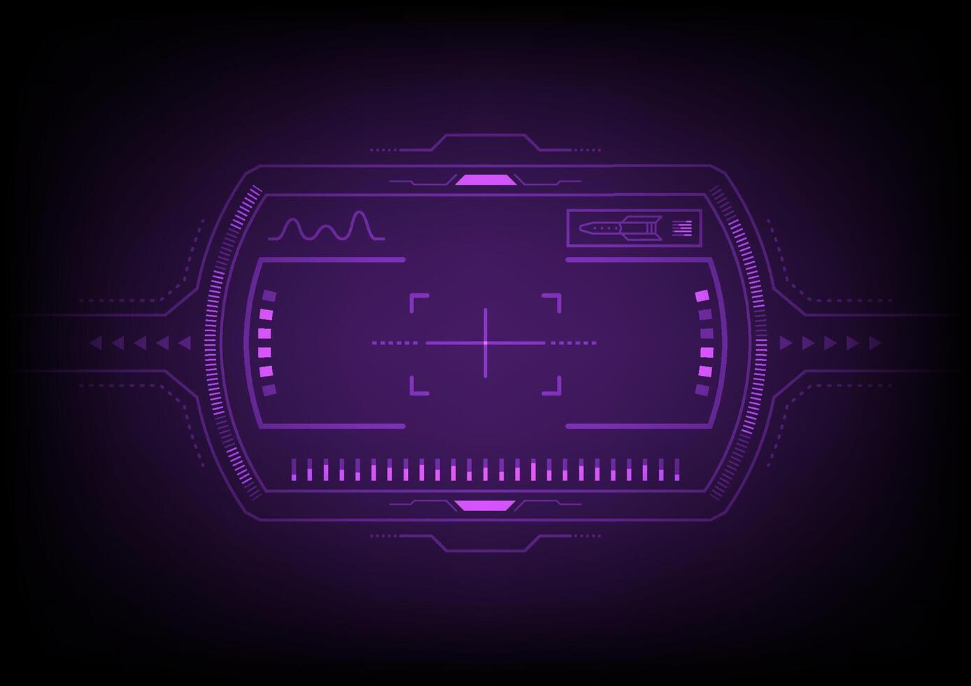 Futuristic sight visualization. Technology interface display radar. Airforce digital simulation vector