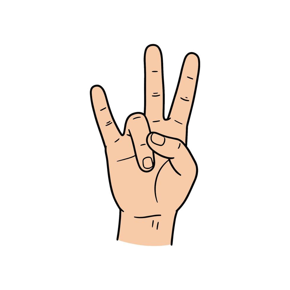 Hand gesture showing number three with fingers up vector