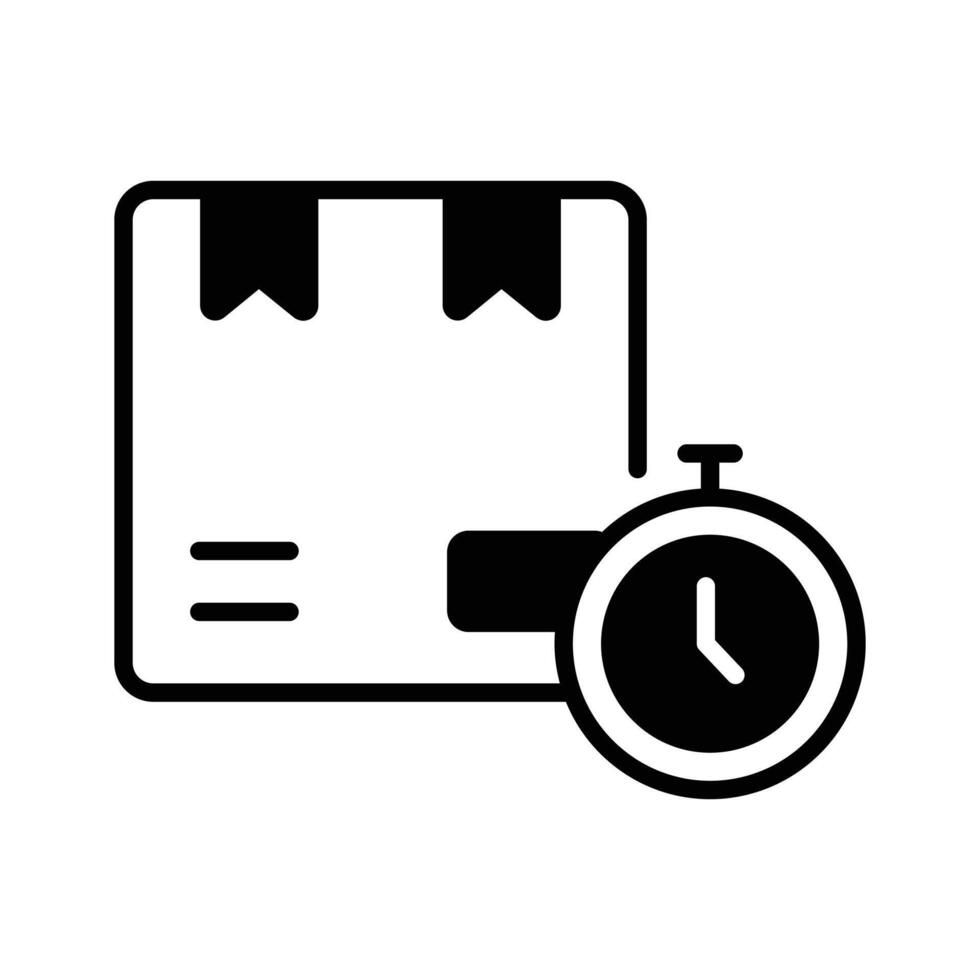 entrega hora icono representando orden momento, paquete o empaquetar entrega, y logística., vector