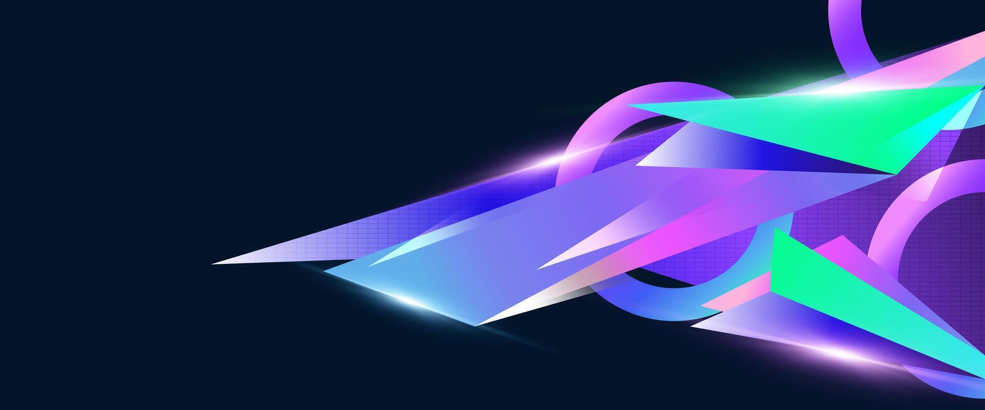 Modern and Abstract Sport Background with Geometric Shapes in Colorful Gradient Style and Glowing Light Effects vector