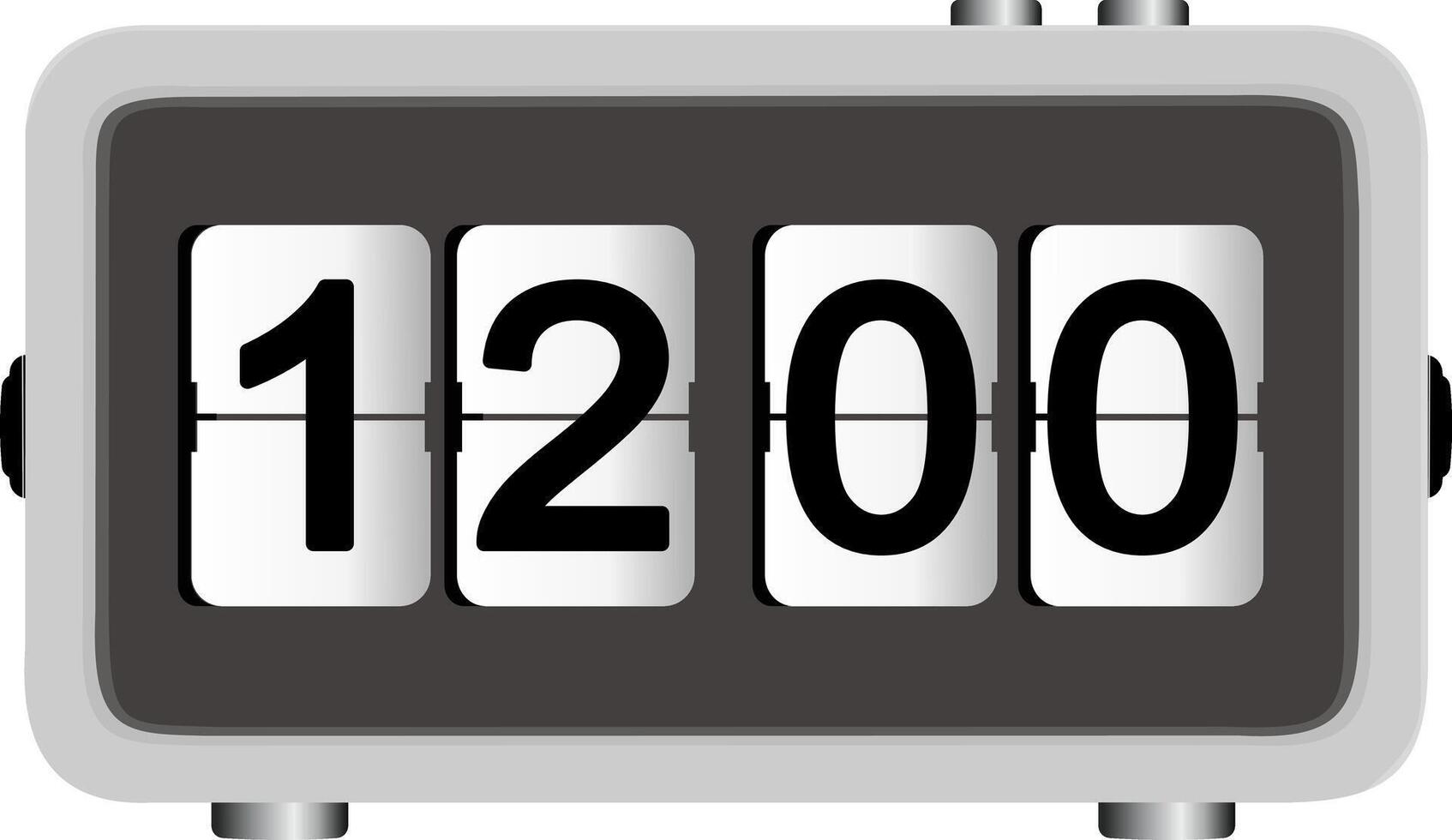 Digital flip clock displaying time in a modern design with bold numbers showing twelve hundred hours vector