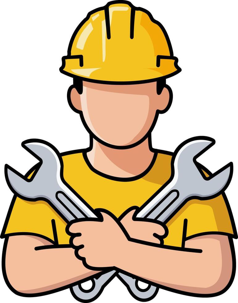 Engineer providing service with tools and safety gear in a illustration for technical projects vector