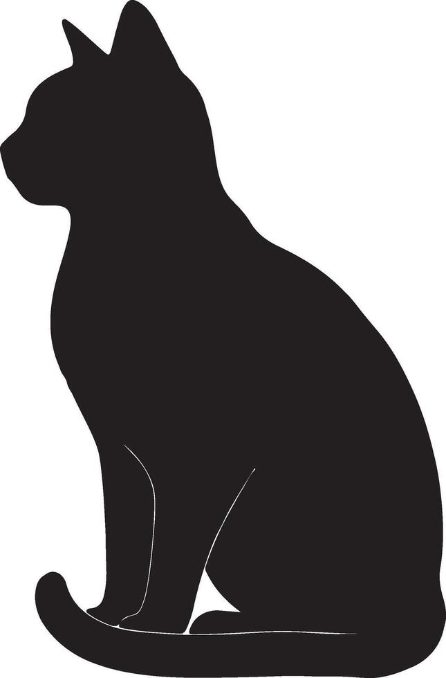 Cat Silhouette A sleek, minimalist depiction of a poised feline, perfect for adding a touch of elegance and charm to any design. vector