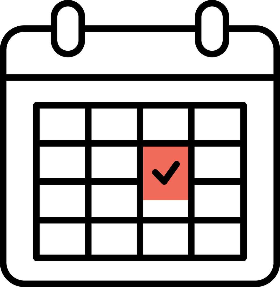 Calendar icon with highlighted task date in red vector
