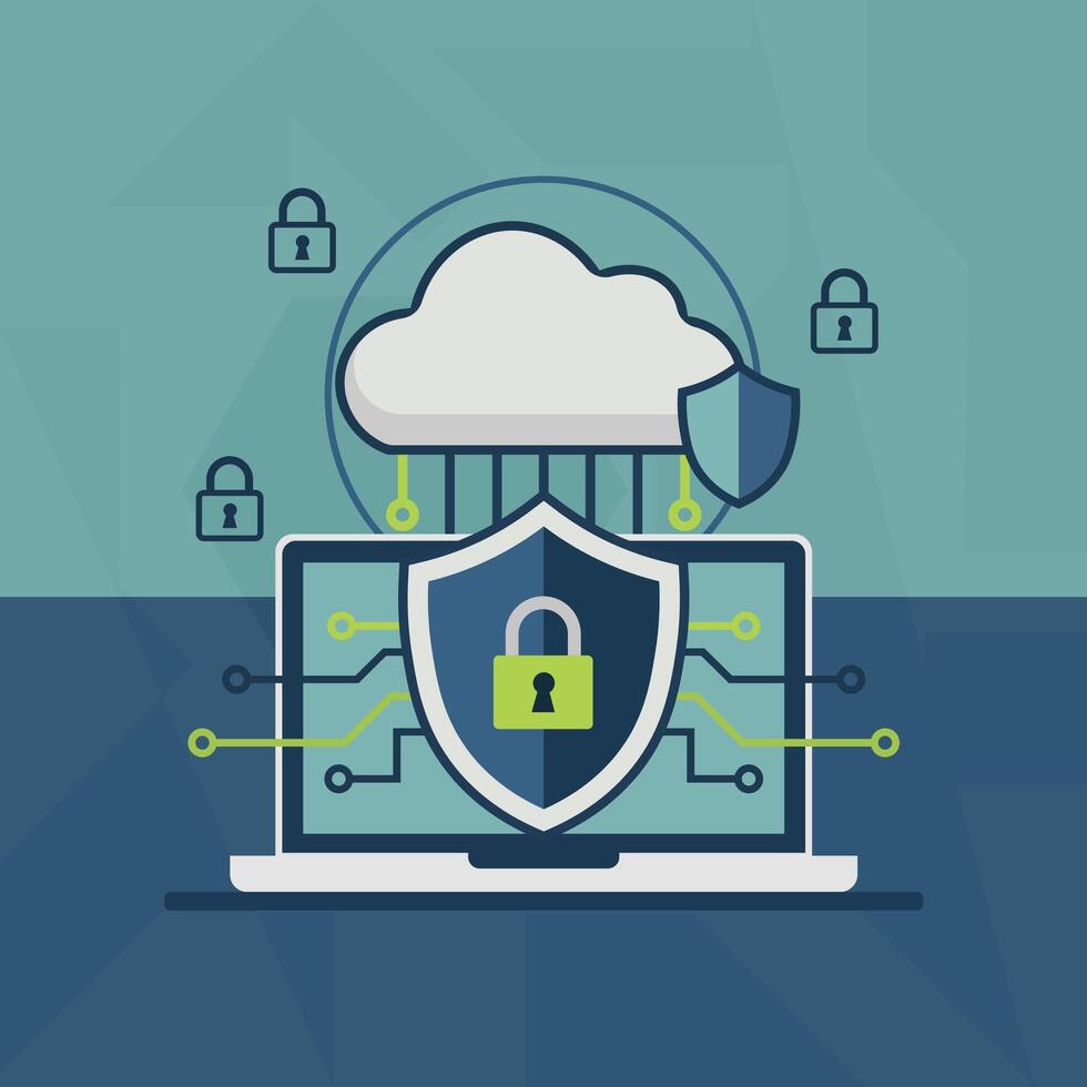 How to protect your data with cloud security vector