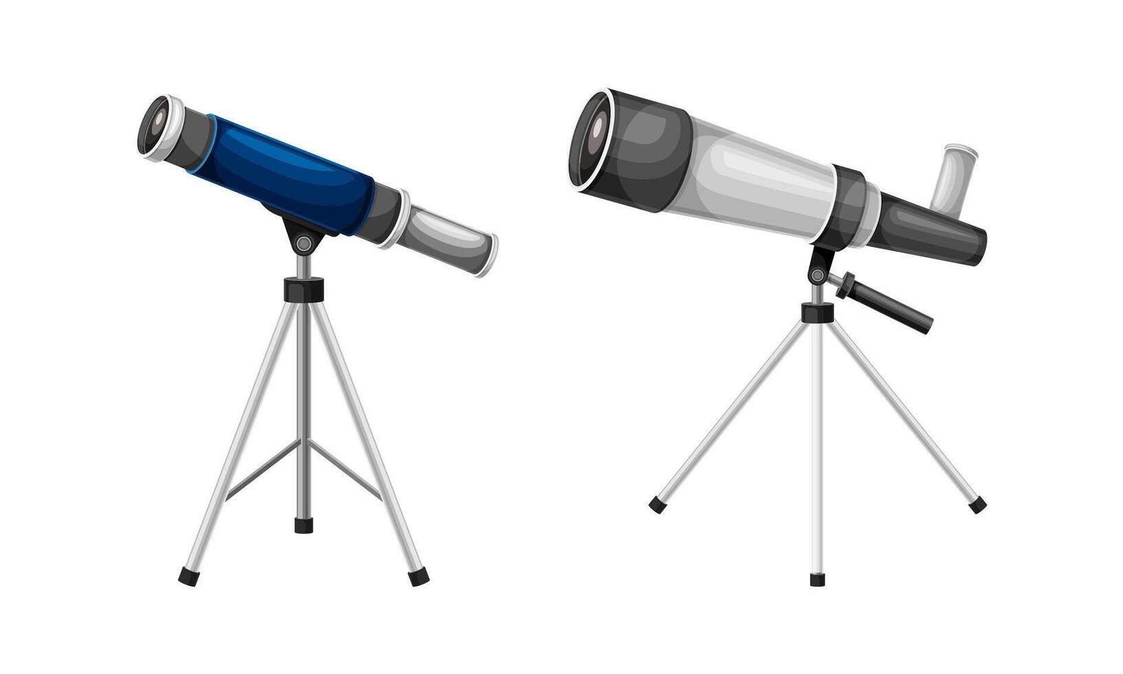 Monocular on Tripod as Refracting Telescope for Viewing Distant Object Set vector