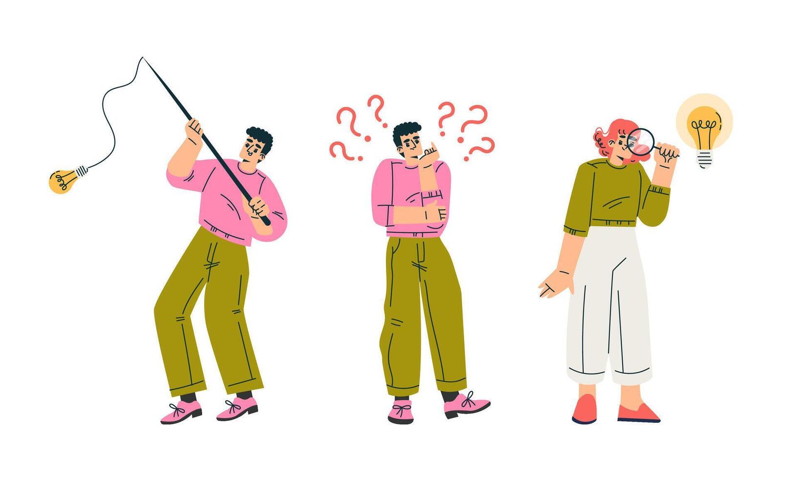 Characters brainstorming and problem solving vector