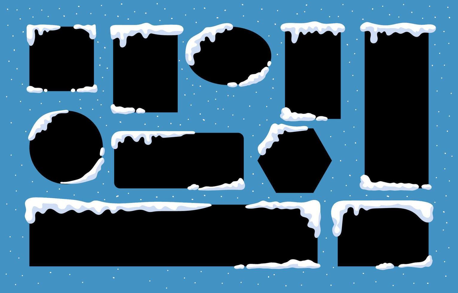 collection of snow with blank sign in various style vector