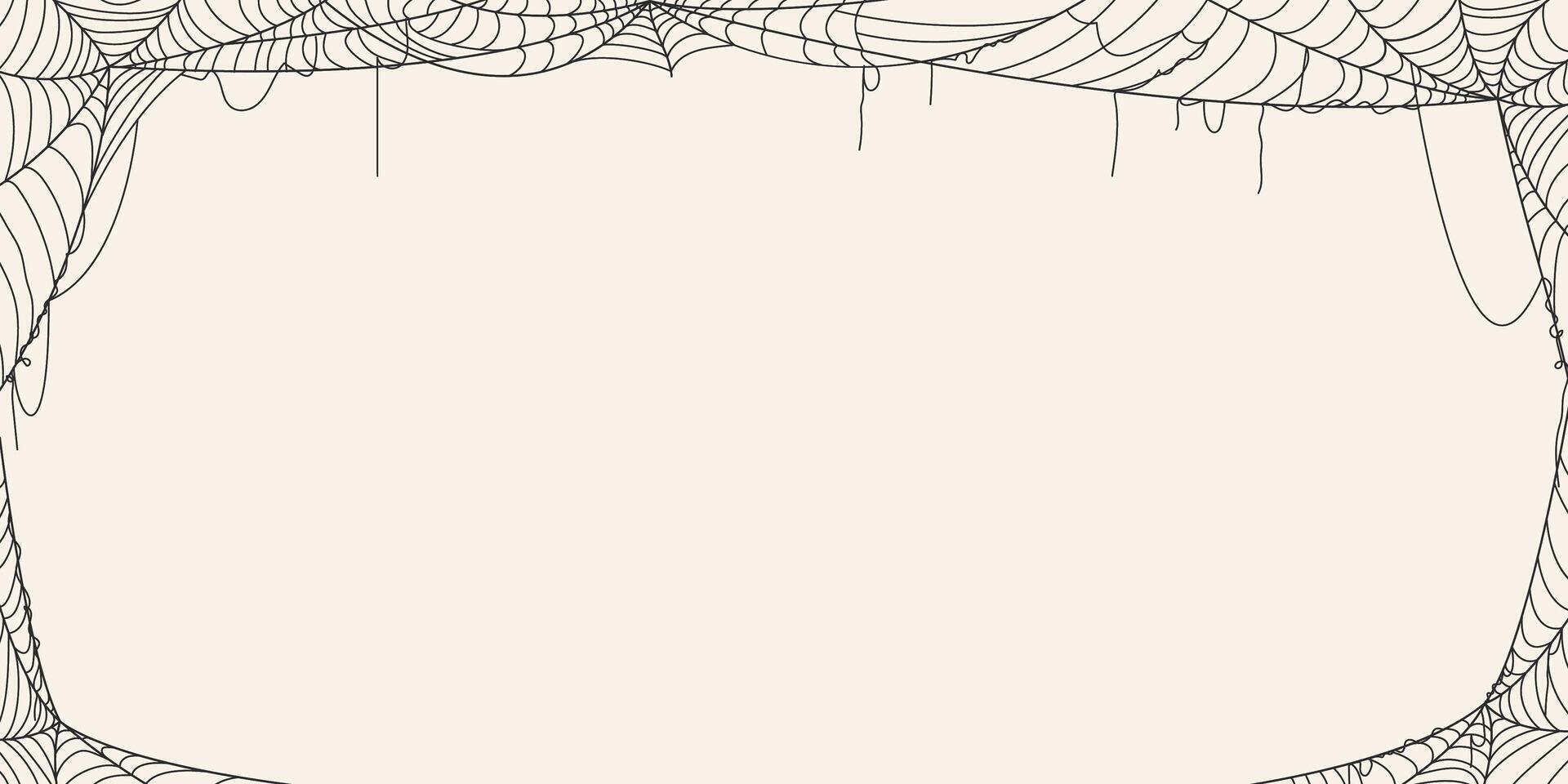 illustration of spider web horizontal background, halloween spider web background vector