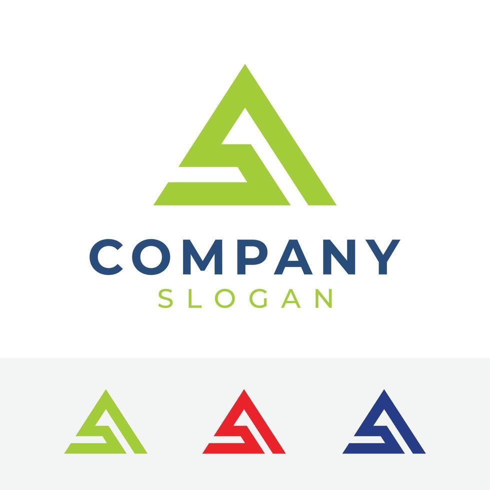SA initial logo with triangular shape vector