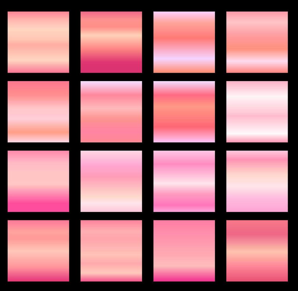 set of pink shiny metallic gradients. Metallic gradient effects for designing texts and bulletin boards, infographics. Metallic flag. vector