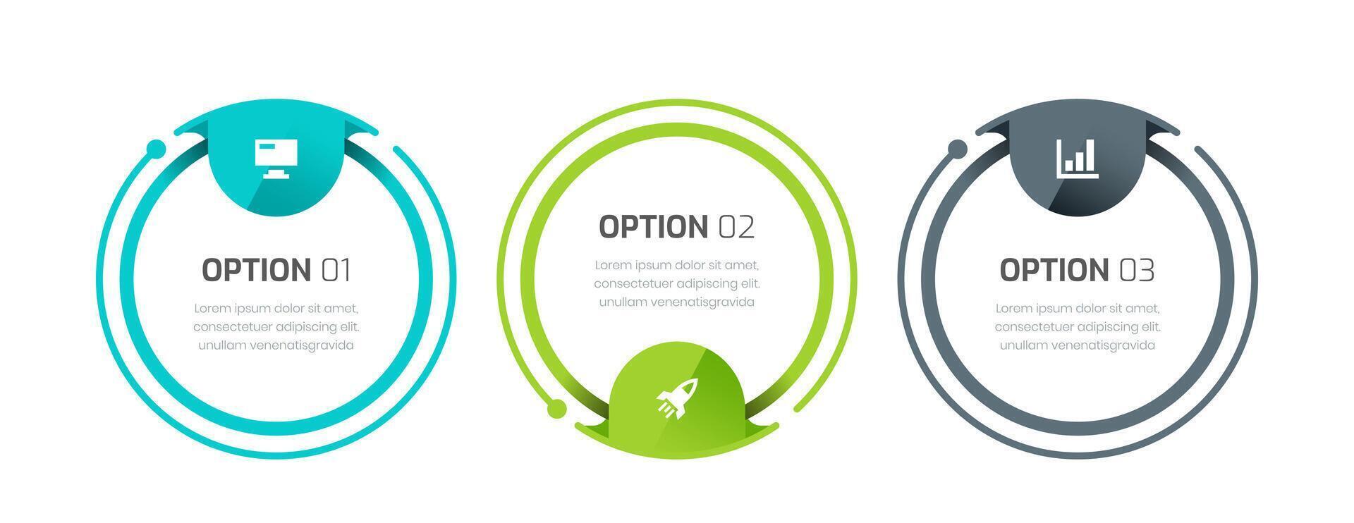 Circle Business Infographic Template with Lines, Icon and 3 Options for Presentation, Flowchart. vector