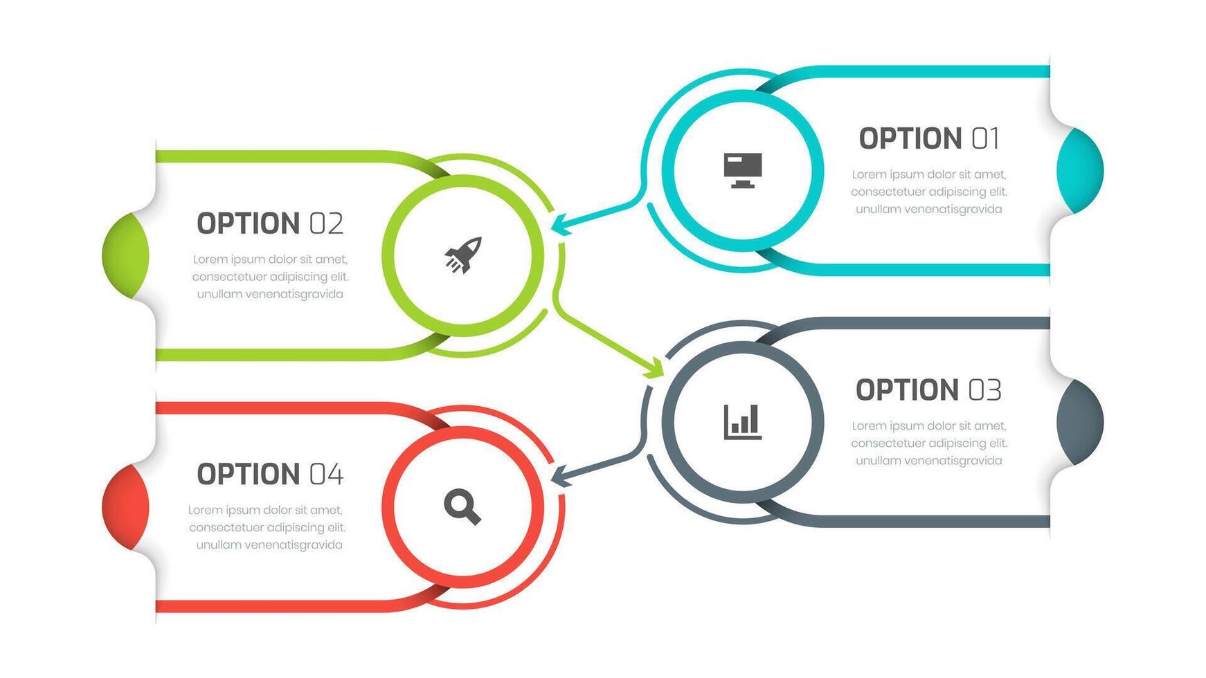 Business infographic template with Circle, Line, 4 options and icon for presentation vector