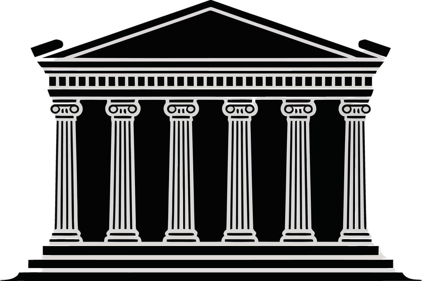 Classic greek temple architecture with ionic columns silhouette vector