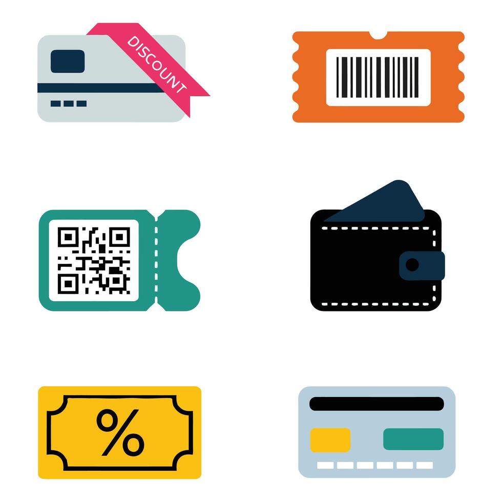 Online shopping payment method icons with QR scan and mobile wallet vector